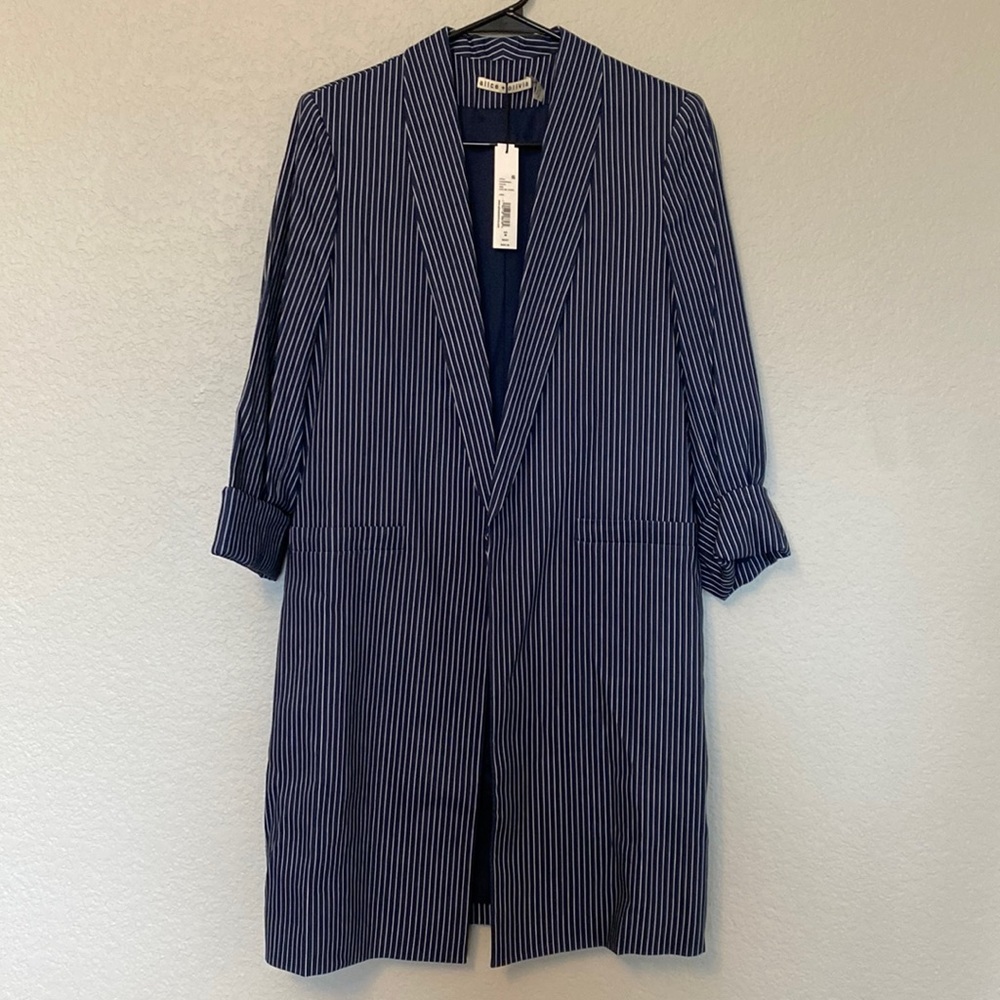 Alice + Olivia Kylie Shawl-Collar Striped Blazer In Love Me Stripe - Medium - Picture 4 of 7